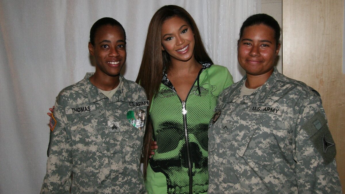 Beyoncé performing during a USO concert