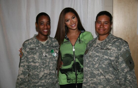 Beyoncé performing during a USO concert