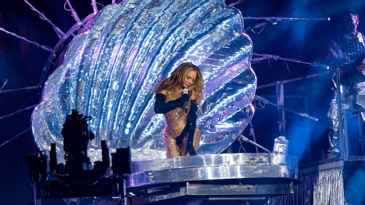 Beyonce performing during the Renaissance World Tour in London in 2023
