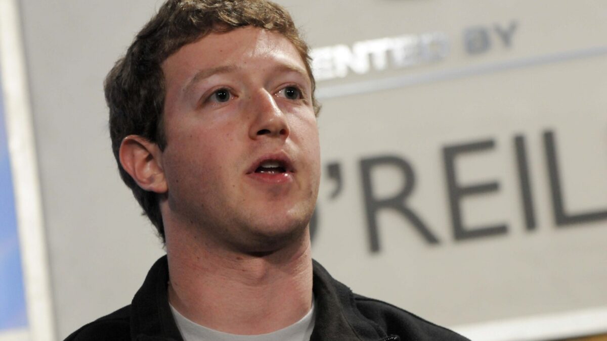 Mark Zuckerberg speaking at a technology event