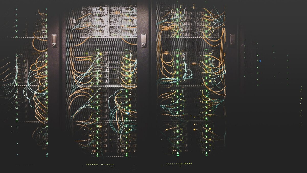 Rows of servers in a data center
