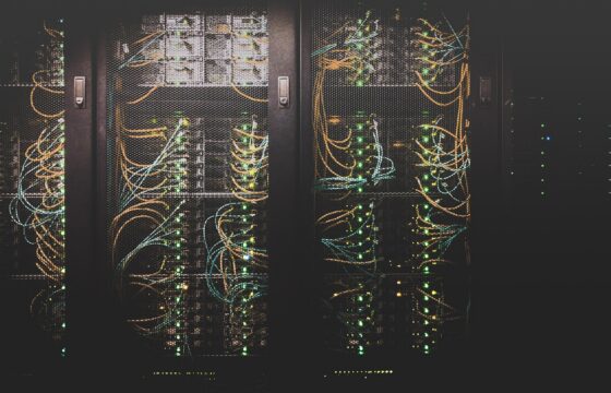 Rows of servers in a data center