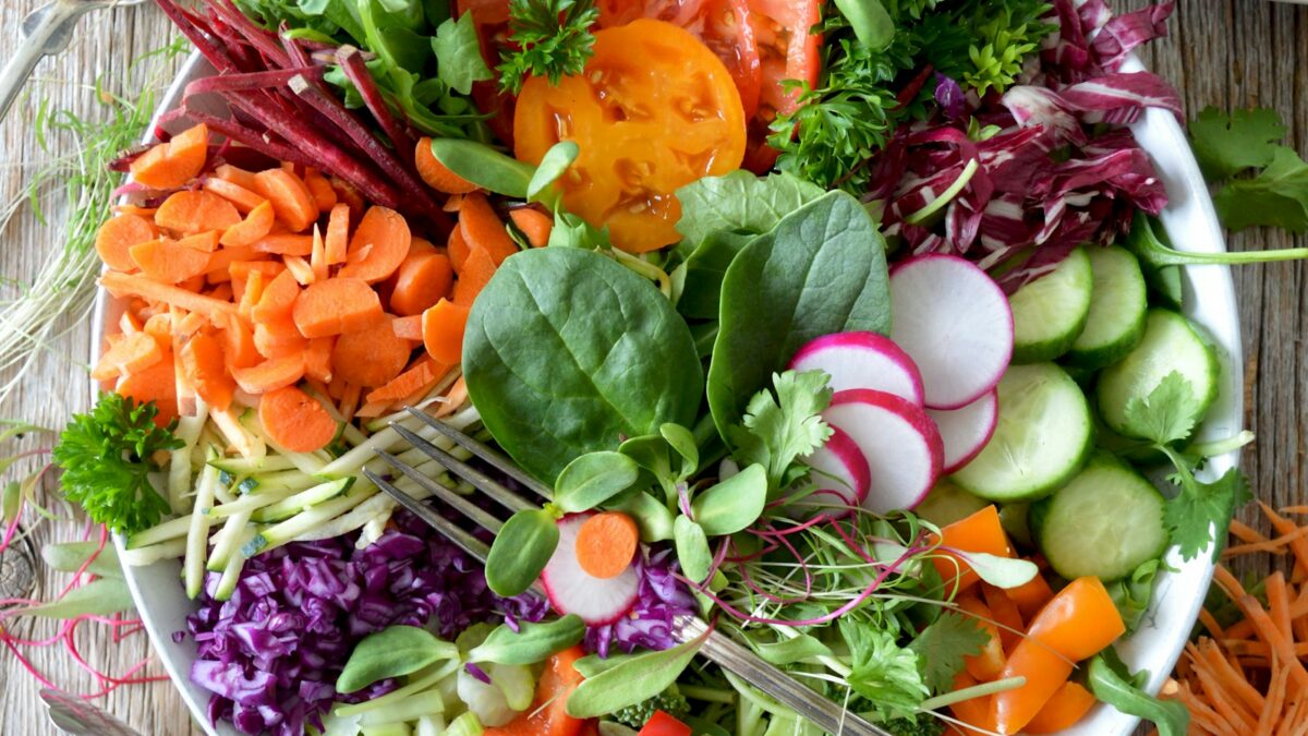 Fresh leafy greens in a bowl